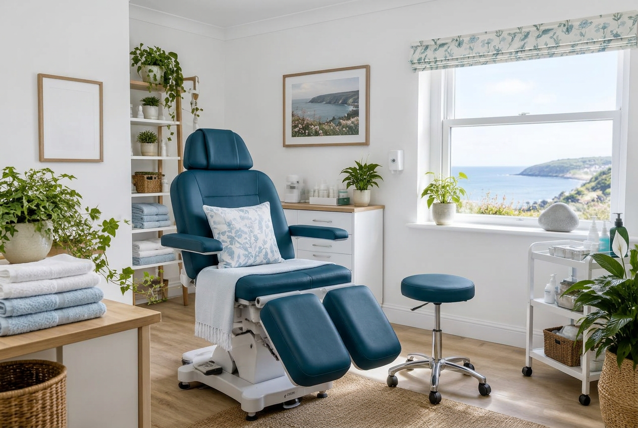 Calm, light treatment room